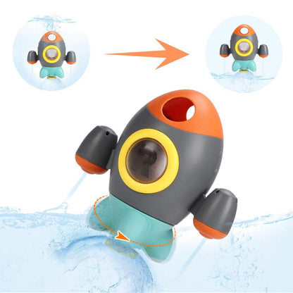 Baby Bath Toys, Space Rocket Shape Bathtub Toys for Toddlers, Spray Water Toys w/ Rotating Fountain, Bathroom Shower Toys for Infants Aged 18 Months 2 3 4 5 Years Old Kids Girls Boys