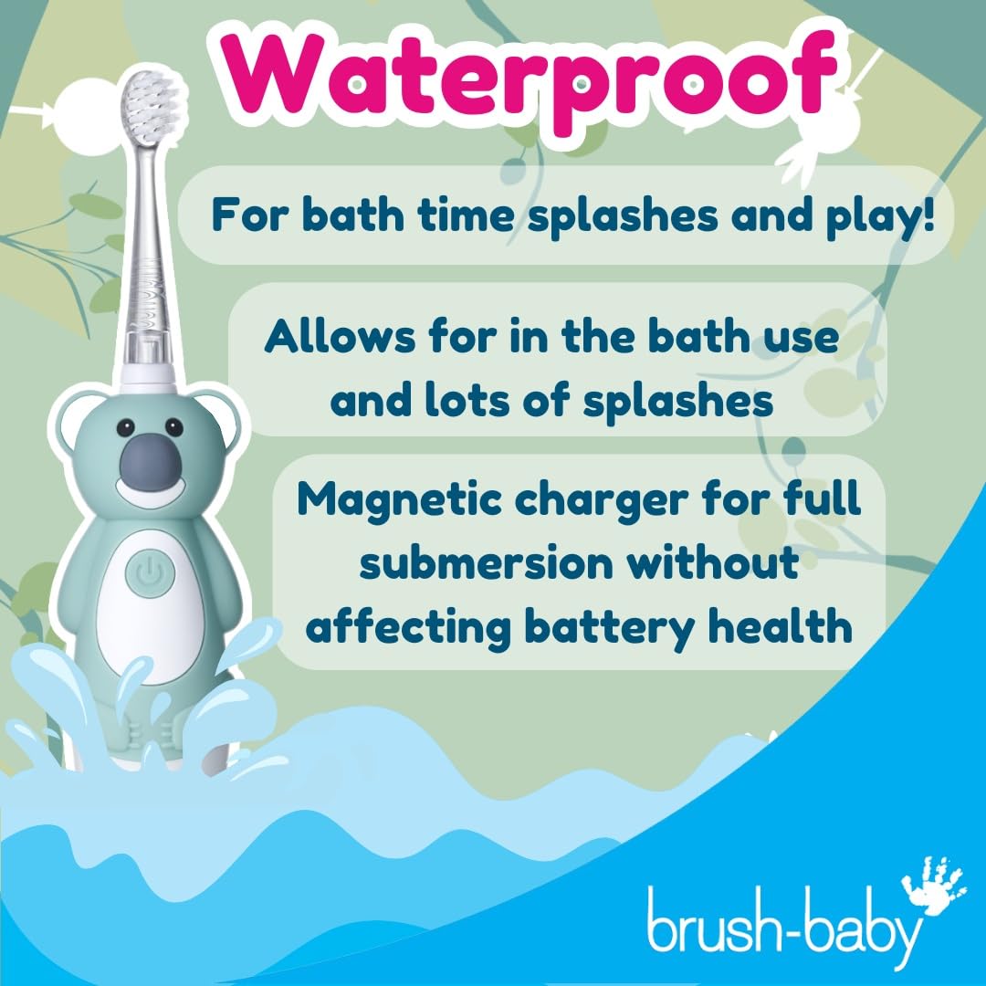 brush-baby WildOnes™ Rechargeable Kids Electric Toothbrush – Toby Tiger | Flashing Lights, 2-Min Timer, Waterproof, 3 Brush Heads | Toddler & Child Toothbrush Ages 0-10 | Soft Bristles