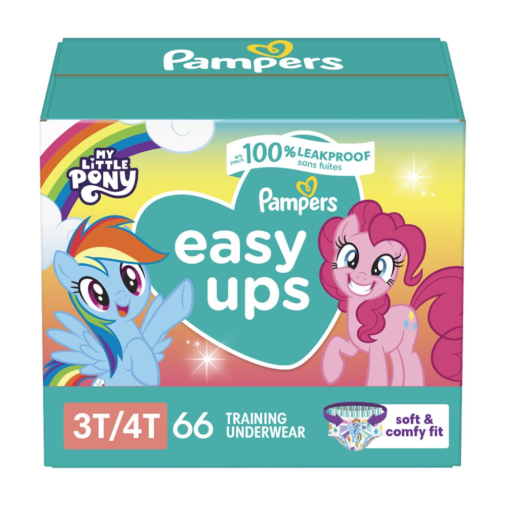 Pampers Training Pants - Easy Ups Girls & Boys - Size 5T-6T, 84 Count, Easy Pull Up & Down Design, My Little Pony Potty Underwear (Packaging May Vary)