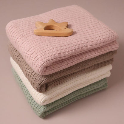 Knitted Organic Cotton Baby Blanket- Swaddle Blanket, 30" x 40" Soft Receiving Blanket for Newborn (Mochachino)