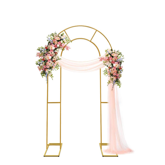 Double Arch Backdrop Stand Metal Open Arch Backdrop Frame U Shaped Wedding Arches for Ceremony Baby Shower Garden Birthday Party Decoration (Gold, 6FT×3FT)