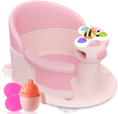 BEBELEH™ Baby Bath Seat for Babies 6 Months & Up - Safe Infant and Toddler Baby Bathtub Seat for Sitting Up - Baby Bath Tub Baby Tub Seat for Shower (Pink)