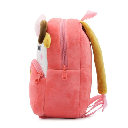 Ladyzone Toddler Backpack Zoo Animals Backpacks Cute Plush Bag Cartoon 10" Preschool Book Bag For 2+ Years Girls Boys