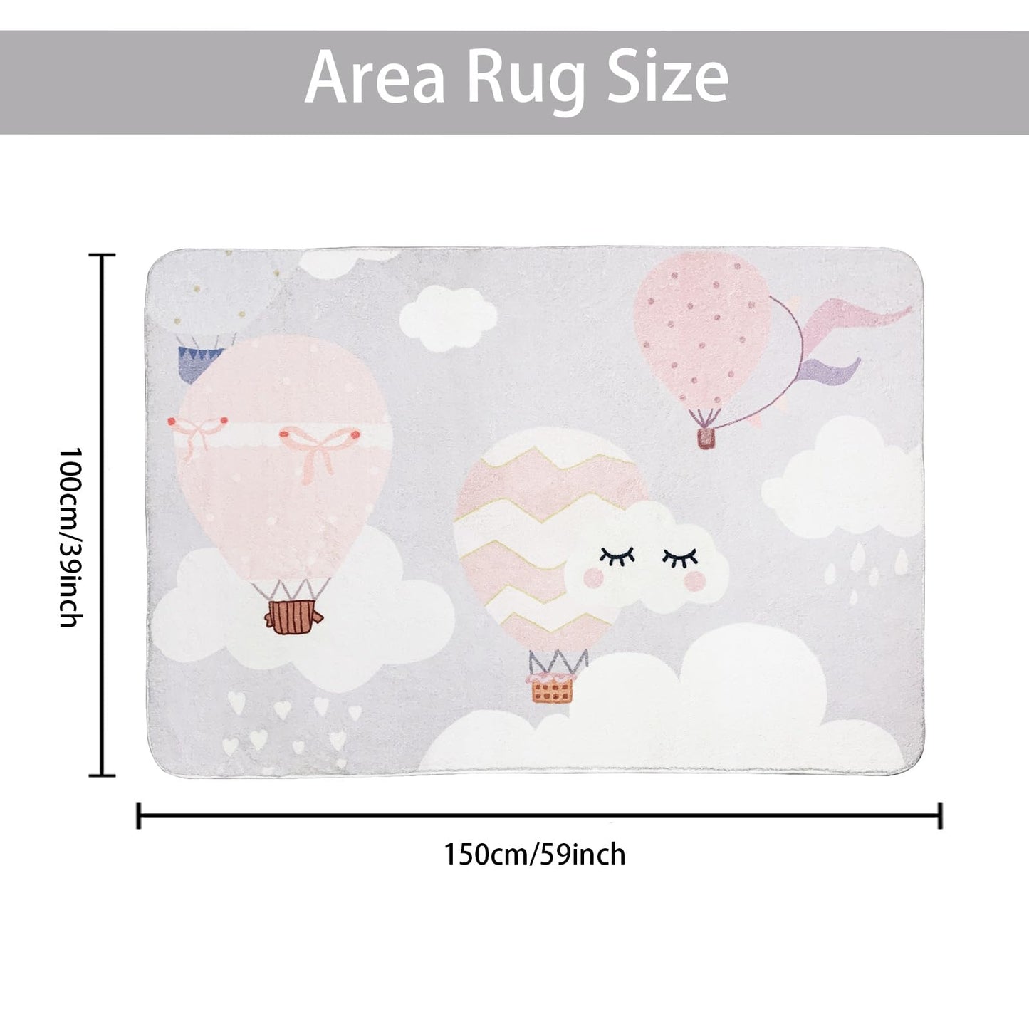 ABREEZE Kids Rug Play Mat Ultra Soft Rugs for Bedroom, 3.3'x5' Non Slip Cartoon Children Nursery Rug Area Rug Kids Carpet for Bedroom Decor Playroom Living Room