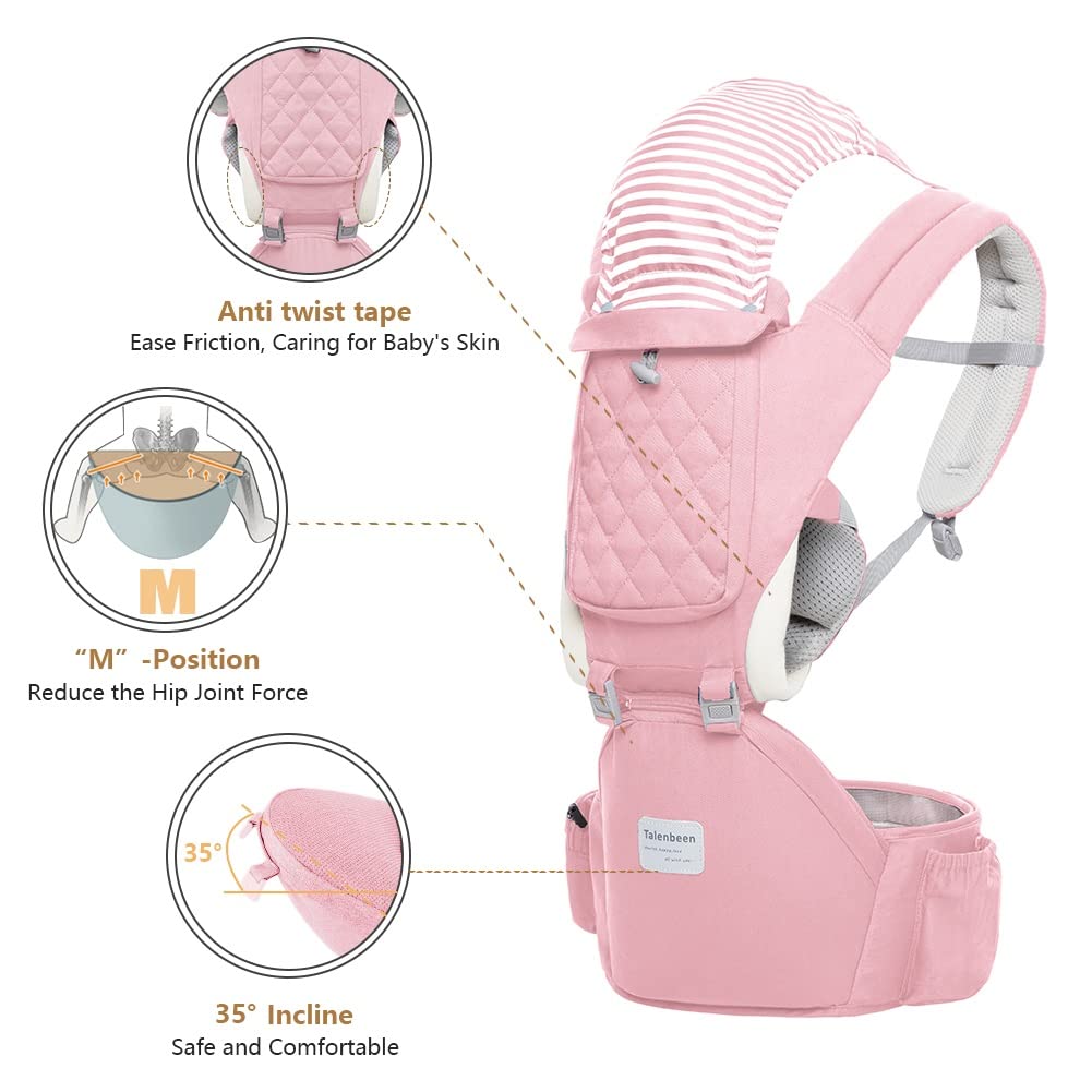 6-in-1 Baby Carrier - Newborn to Toddler, Hip Seat Lumbar Support, 7-41 lbs, All Seasons & Positions, Adjustable Size for Shopping, Hiking, Travelling