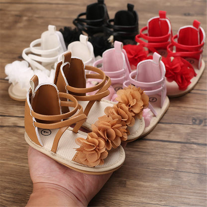COSANKIM Baby Girl Sandals Rubber Sole Summer Outdoor Infant First Walker Crib Dress Shoes Baby Sandals