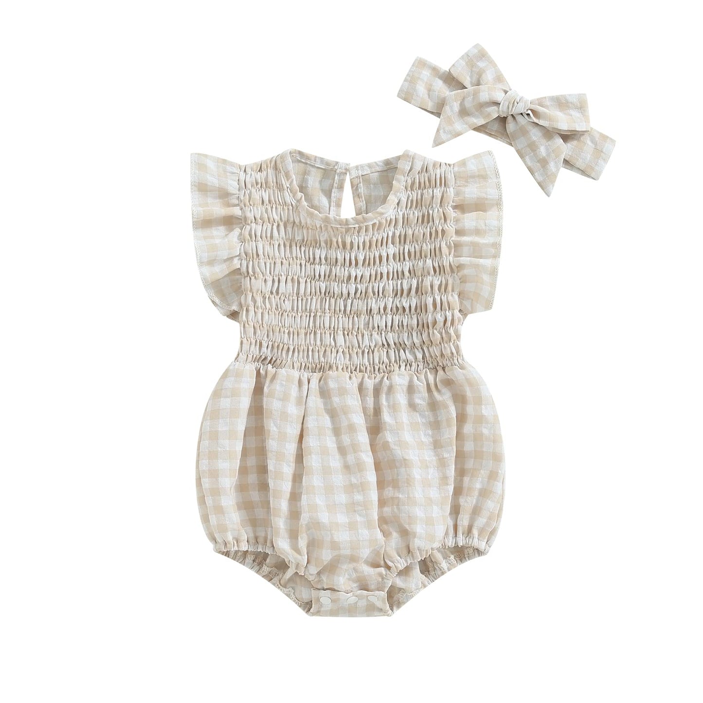 Newborn Baby Girl Bodysuit Sleeveless Halter Frill Romper One-piece Jumpsuit with Headband Summer Clothes Set