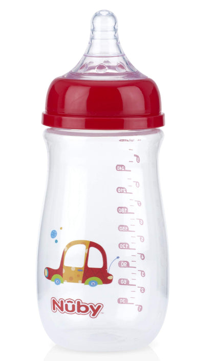 Nuby Tritan Wide Neck Non-Drip Bottles with Anti-Colic Air System: 9oz./ 270 Ml, 3 Pack, 0M+, Purple/Pink/Orange