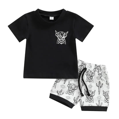 Kupretty Baby Boy Clothes Toddler Summer Outfit Short Sleeve T-Shirt Tee Tops Joggers Casual Shorts 2Pcs Clothing Set