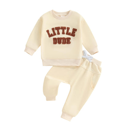 Toddler Baby Boy Fall Clothes Letter Print Long Sleeve Sweatshirt Elastic Pants Cute Kids Winter Outfits