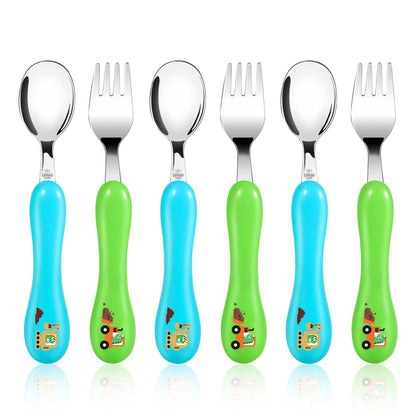 Lehoo Castle Kids Utensils, 6pcs Silverware Set, Safe Stainless Steel Toddler Fork and Spoon, Includes 3 Spoons and 3 Forks (Pink)