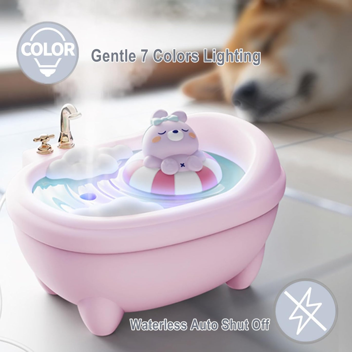 Cute Humidifier for Bedroom,Top Fill 0.34L Desk Mini Humidifier Aroma Diffuser,Cool Mist,20db Quiet,Easy Clean,Colorful Light, Auto Shut off,Small Humidifier for Baby Room,Plants,Home,Office (Purple)
