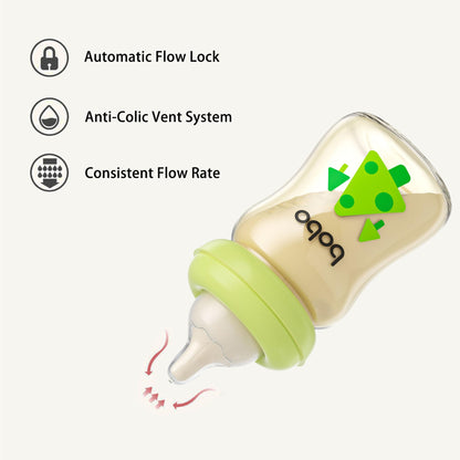 YOHKOH PPSU Baby Bottle Wide Neck, Newborn Anti-Colic Baby Bottle with Natural Response Nipple, Streamlined Body, Easy to Clean (8.8oz (Pack of 2), Yellow)