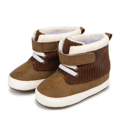 Meckior Toddler Baby Boys Girls High Tops Ankle Sneakers Soft Anti-Slip Sole PU Leather Moccasins Infant Newborn Prewalker First Walking Crib Shoes
