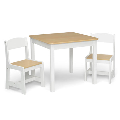 Delta Children MySize Kids Wood Table and Chair Set (2 Chairs Included) - Ideal for Arts & Crafts, Snack Time, & More - Greenguard Gold Certified, Bianca White, 3 Piece Set
