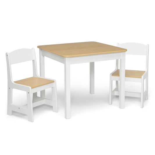 Delta Children MySize Kids Wood Table and Chair Set (2 Chairs Included) - Ideal for Arts & Crafts, Snack Time, & More - Greenguard Gold Certified, Bianca White, 3 Piece Set