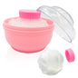 BPA Free Baby Powder Puff Box, Large 2.8" Fluffy Body After-Bath Powder Case, Baby Care Face/Body Villus Powder Puff Container, Makeup Cosmetic Talcum Powder Container with Hand Holder (Pink)