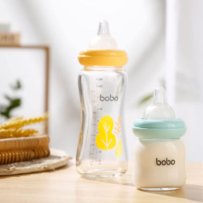 YOHKOH Natural Glass Baby Bottle with Natural Response Nipple, Newborn Anti-Colic Baby Bottles, Wide Neck Mushroom Cap Baby Bottle, Clear (8.8ounce (Pack of 4), Multicolour1)