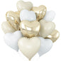 Sage Green Gold Heart Balloons,12Pcs Light Gold Heart Shaped Foil Balloons,18Inch Cream White Helium Mylar Balloon for Baby Shower Birthday Anniversary Wedding Party Decorations