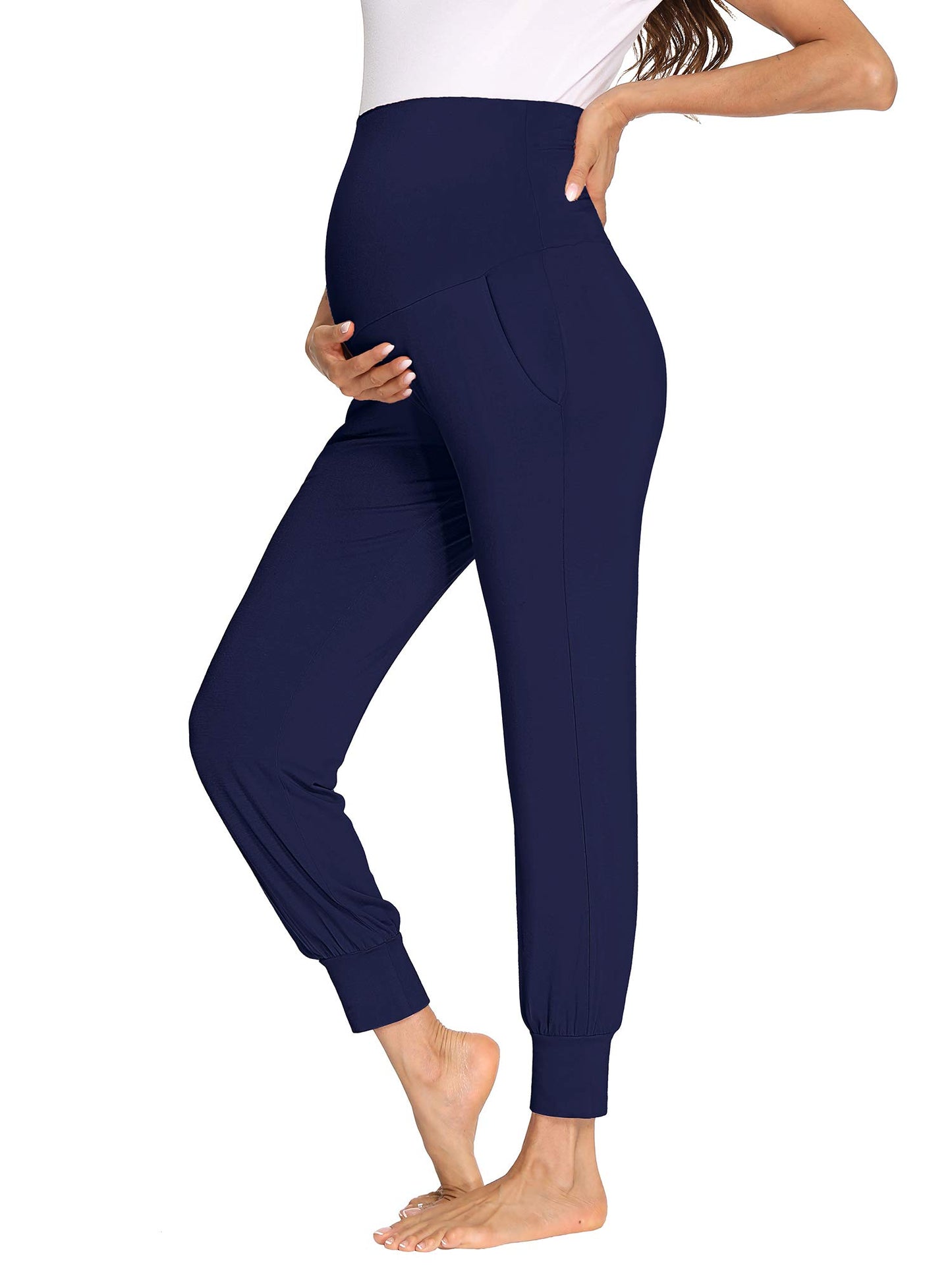 fitglam Women's Maternity Pants Over Belly Lounge Pajamas Clothes Pregnancy Must Haves Joggers with Pockets