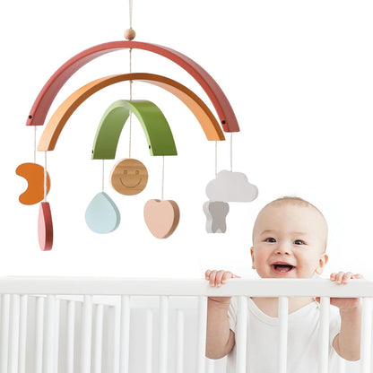 Wooden Crib Mobile Arm | Baby Crib Mobile Arm Wooden Holder | Rotatable Adjustable Anti Slip Attachment Clamp for Sturdy Mobile Hanger (Curved Arm)