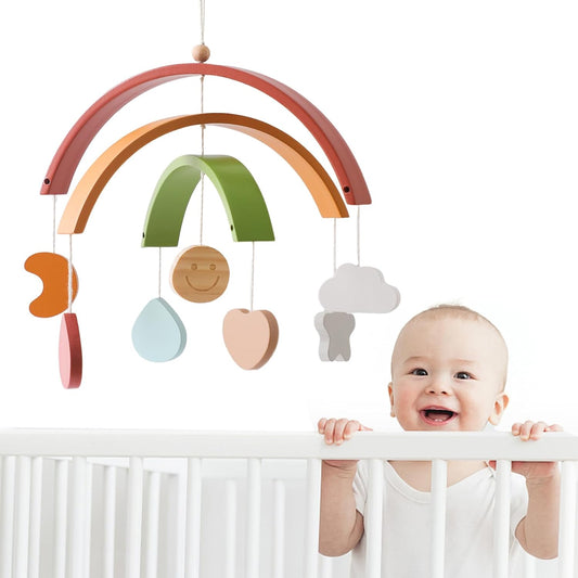Wooden Crib Mobile Arm | Baby Crib Mobile Arm Wooden Holder | Rotatable Adjustable Anti Slip Attachment Clamp for Sturdy Mobile Hanger (Curved Arm)