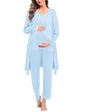 SWOMOG Maternity Nursing Robe Set 3 PCS Postpartum Breastfeeding Pajamas Hospital Pregnancy Pjs Double Layer Lounge Set