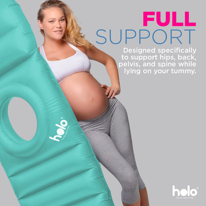 HOLO The Original Inflatable Pregnancy Pillow - Full Body Maternity Airbed/Float with Hole for Tummy - Sleeping Support & Comfort - Say Goodbye to Pregnancy Related Aches and Pains (White Sand)
