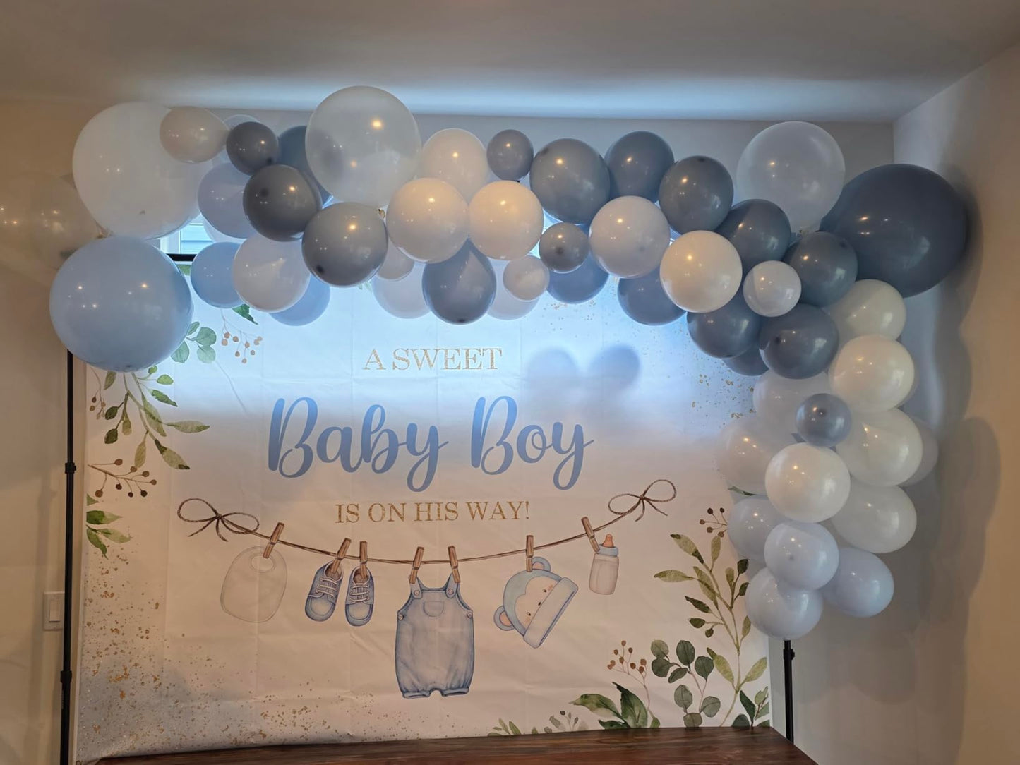 Dusty Blue Balloon Arch Kit,122 Pcs Dusty Blue and White Balloons,MacaronBlue White Balloon Arch Garland Kit for Boy Baby Shower Gender Reveal,Men Birthday,Graduation Decorations,Bridal Shower