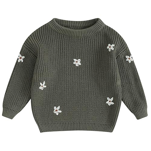 Mubineo Baby Girl Winter Clothes Cute Flower Sweater Crewneck Pullover Long Sleeve Knit Newborn Infant Sweaters