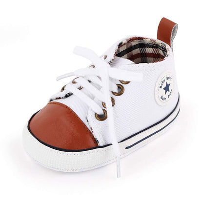 Unisex Baby Girls Boys Canvas High-top Shoes, Newborn Infant Anti-Slip Soft Sole Frist Walking Breathable Sneakers