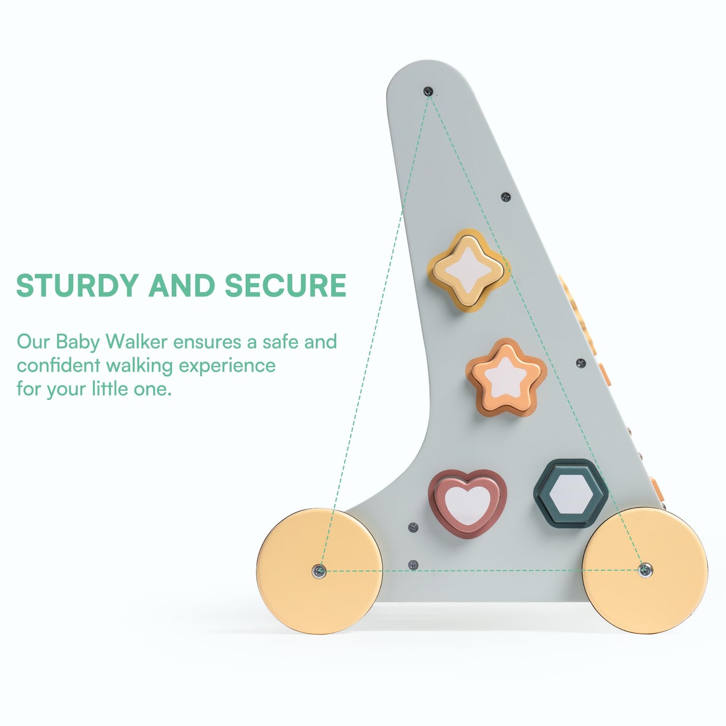ROBUD Wooden Baby Walker, Baby Push Walker with Activity Center and Storage, Montessori Walker Toy for Boys and Girls Learning to Stand and Walk, Pink