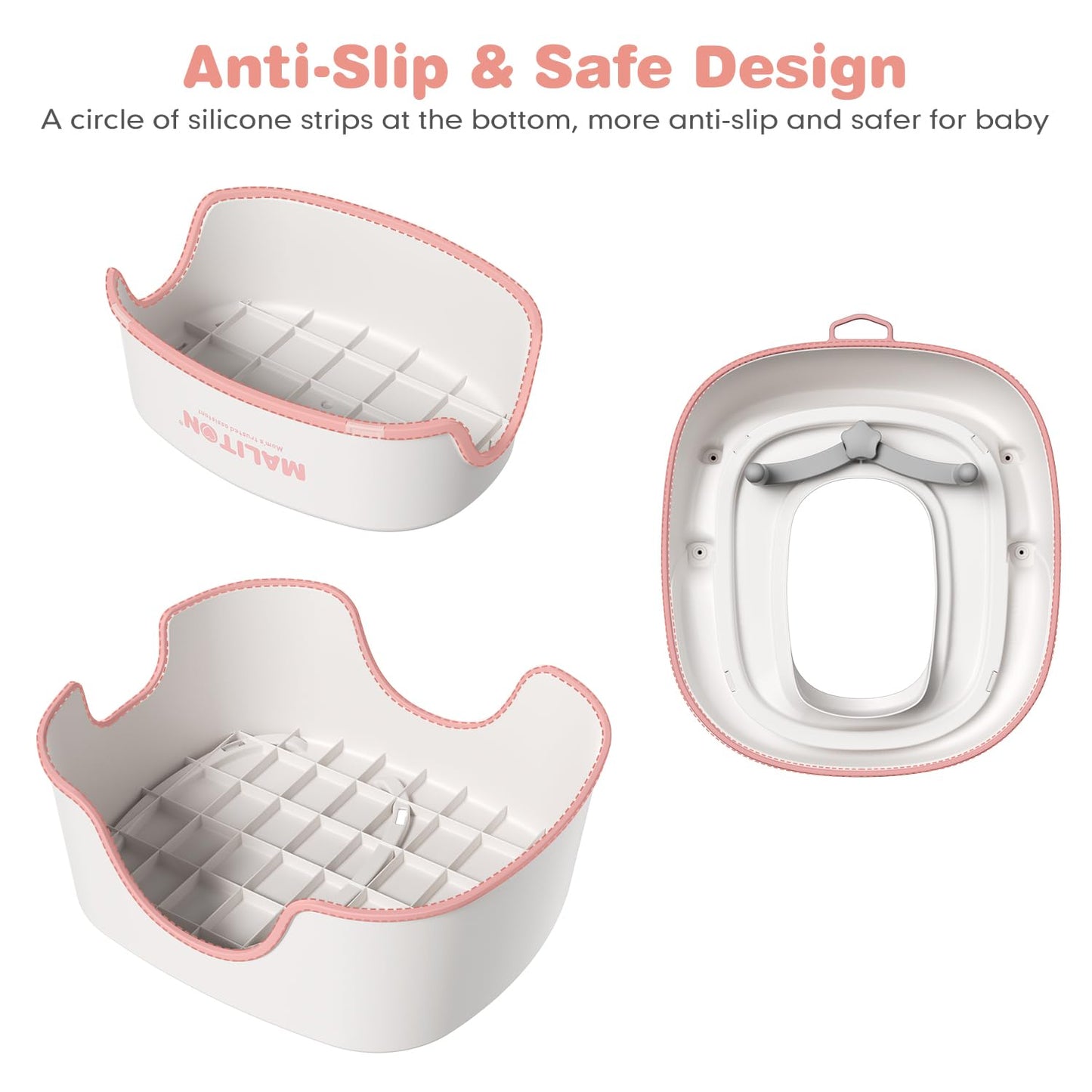 Potty Training Seat with Step Stools, Maliton Potty Training Toilet for Toddlers Girls with Splash Guard, Anti-Slip Toddler Stool for Bathroom, One Potty Seat and 2 in 1 Step Stool for Kids (Pink)
