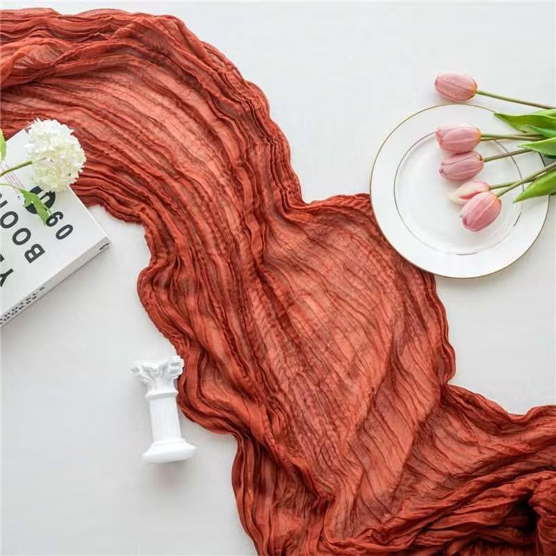 Light Pink Cheesecloth Table Runner 10ft Boho Rustic Gauze Cheese Cloth Spring Decor for Wedding Party Bridal Baby Shower Birthday Table Decorations