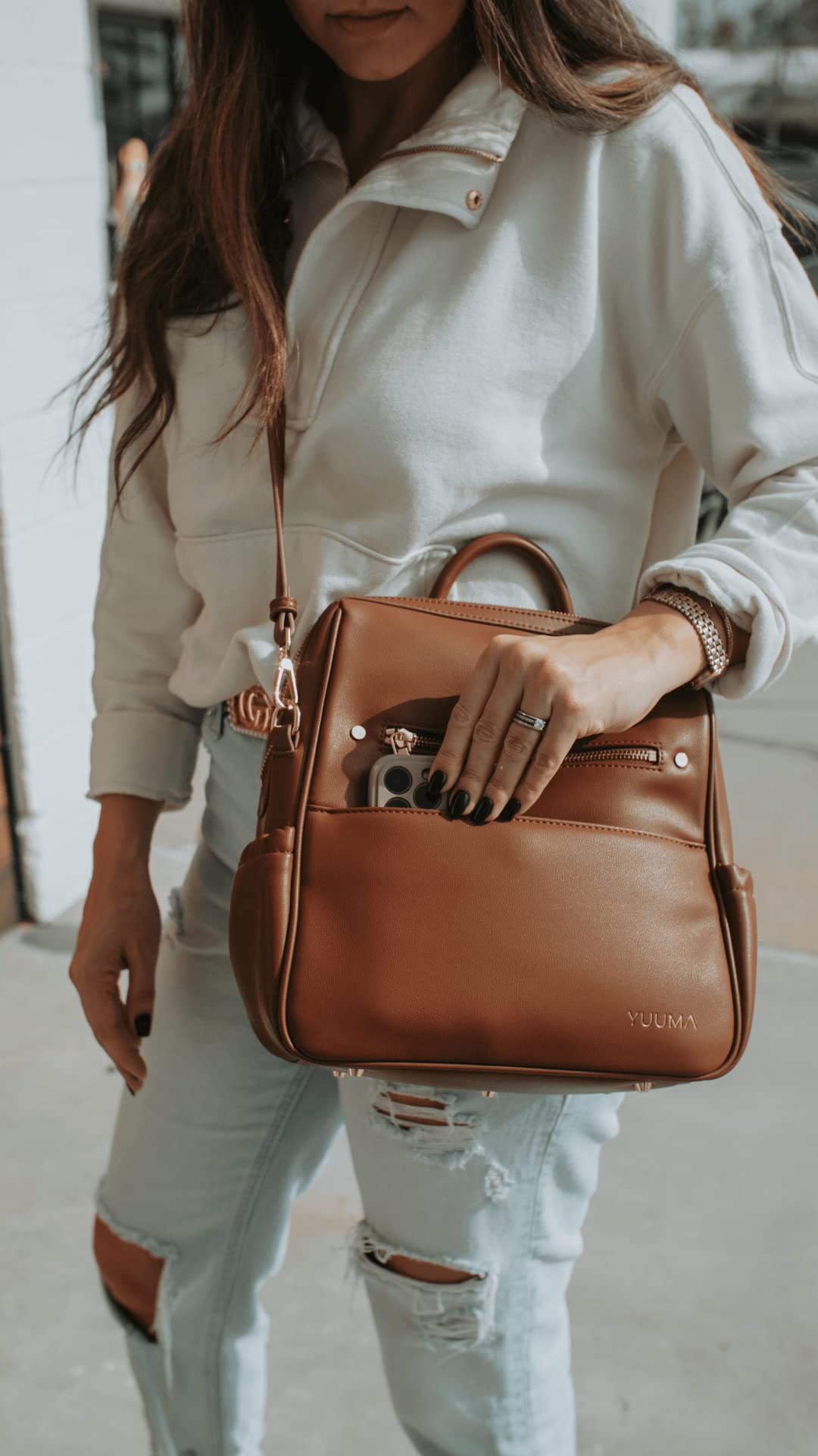 Mini Diaper Bag Backpack-Minimalist bag With Premium Vegan Leather Material With 7 Interior and 5 External Pockets (Onyx)