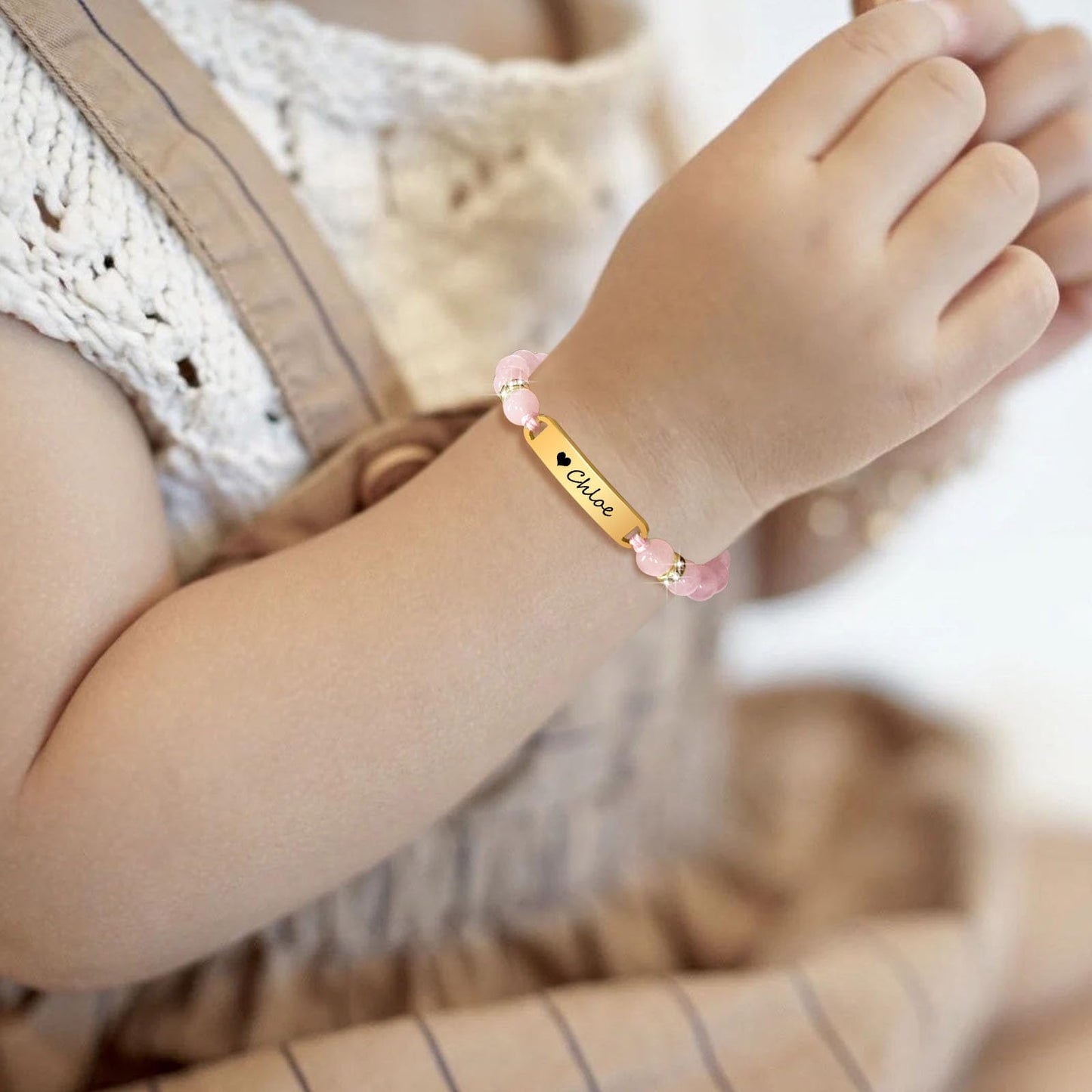 Personalized Baby Bar Bracelet : 18K Gold Plated Custom Name ID Plate Bracelet for Children Toddler from Mom, Engraved Kid Name for Daughter Son, New Born Birthday Gift,Adjustable,Nickel free