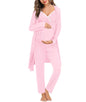 SWOMOG Maternity Nursing Robe Set 3 Piece Breastfeeding Pajamas 3 in 1 Labor Delivery Sleevless Tops&Long Pants Pregnancy Pjs