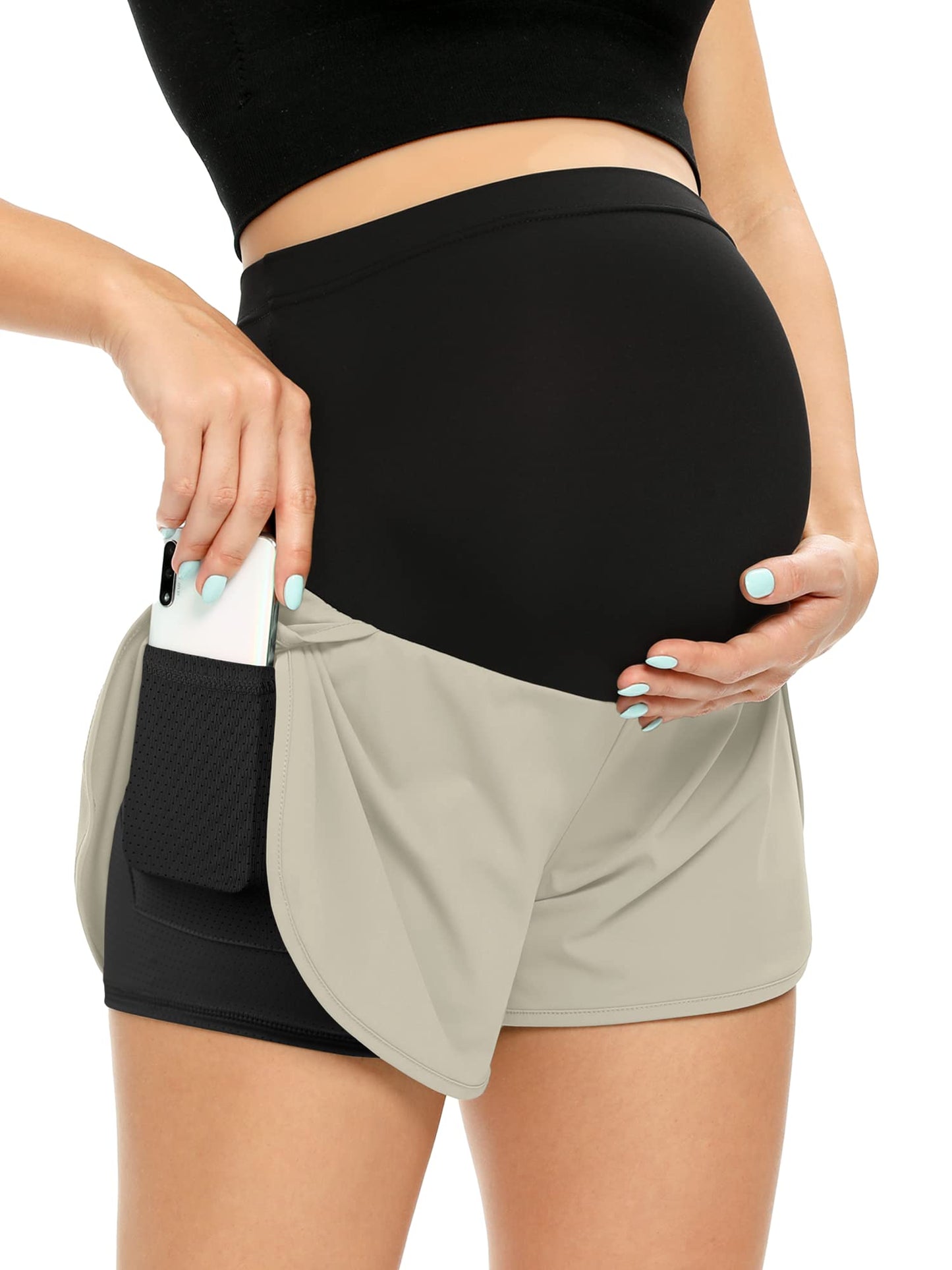 POSHGLAM Women‘s Maternity Shorts Over Belly Workout Running Casual Summer Pregnancy Shorts