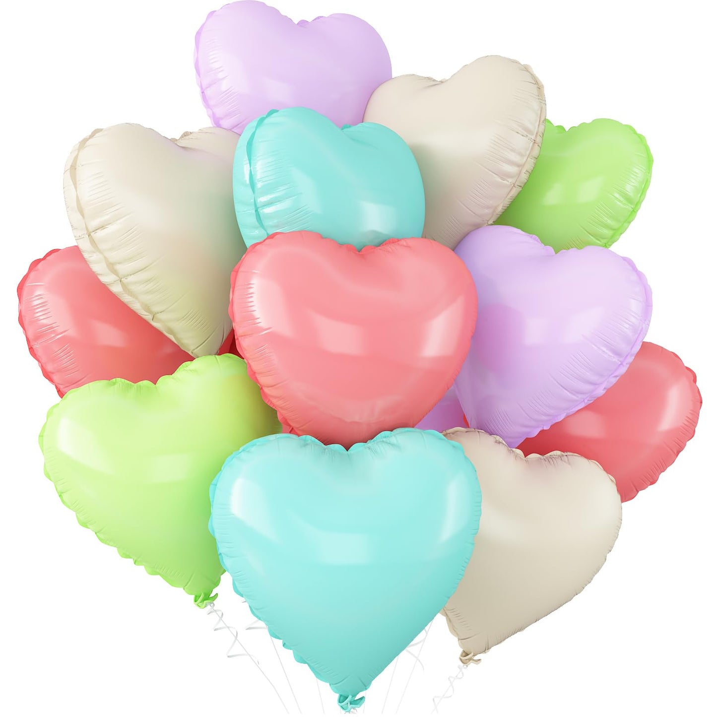Sage Green Gold Heart Balloons,12Pcs Light Gold Heart Shaped Foil Balloons,18Inch Cream White Helium Mylar Balloon for Baby Shower Birthday Anniversary Wedding Party Decorations