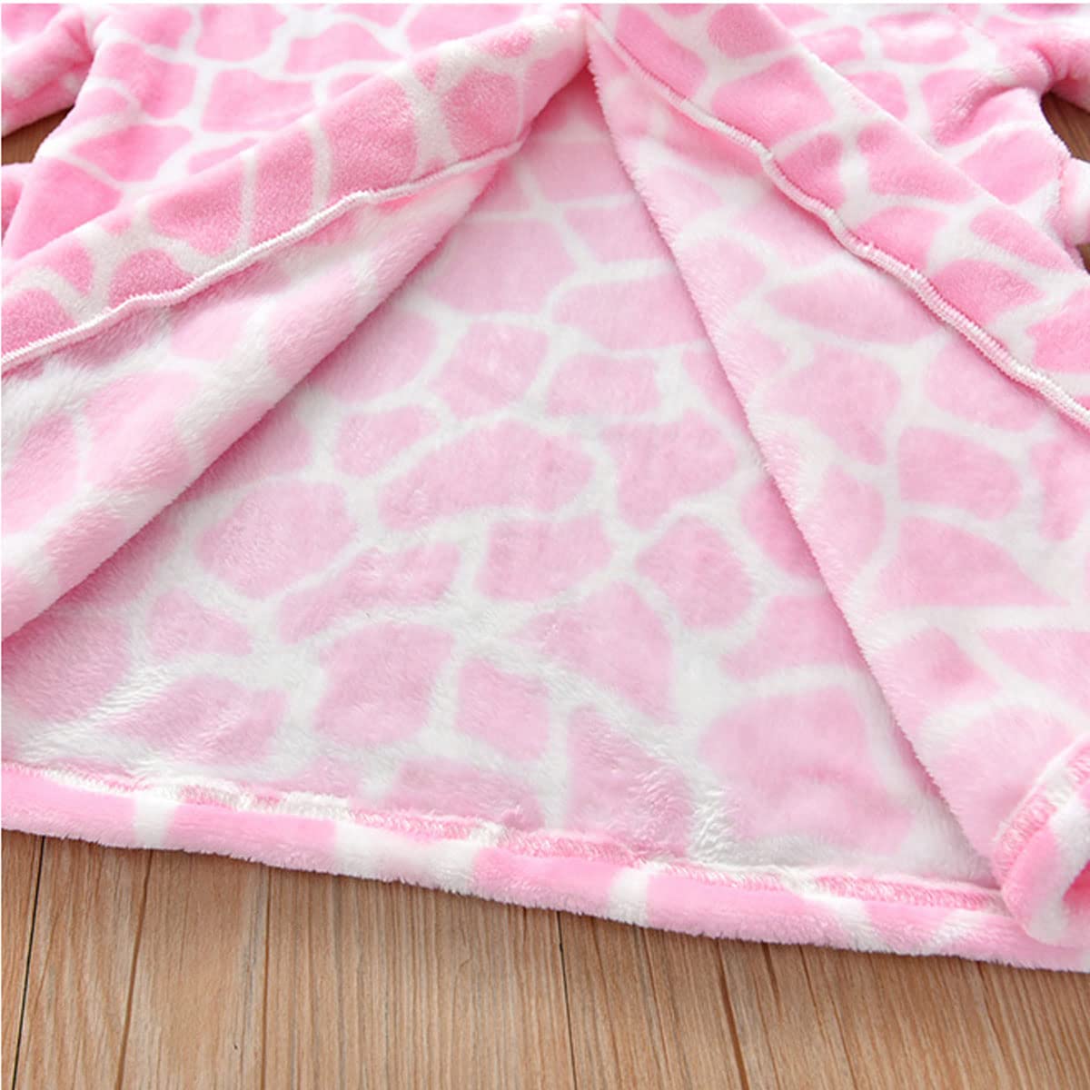 Unisex Baby Hooded Bathrobe Kids Flannel Pajamas Dressing Gown for Boys Girls