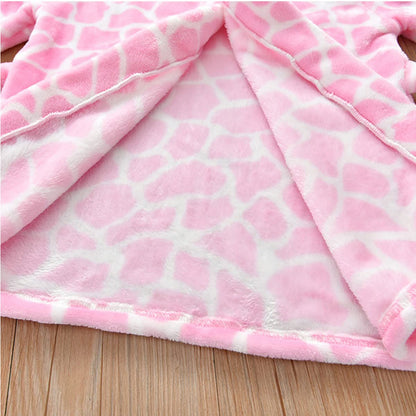 Unisex Baby Hooded Bathrobe Kids Flannel Pajamas Dressing Gown for Boys Girls