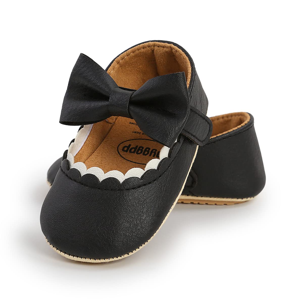LAFEGEN Baby Girls Mary Jane Flats with Bownot Non Slip Soft Sole PU Leather Newborn Infant Toddler First Walker Cirb Dress Shoes