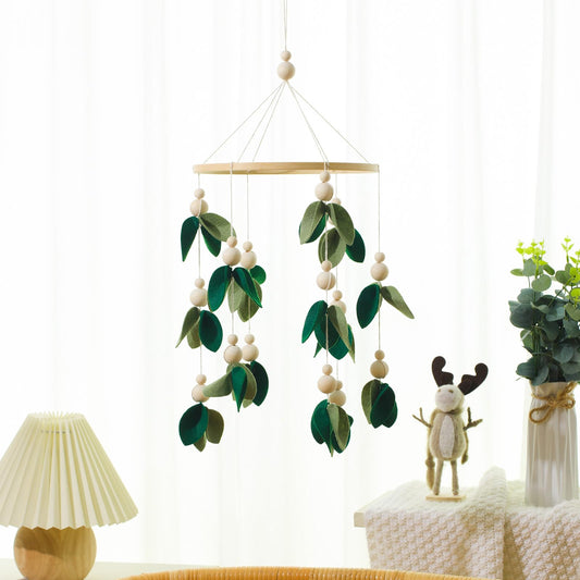 Wenqik Baby Crib Mobile for Nursery Green Leaf Dragon Mobile Crib Forest Green Forest Baby Shower Gift for Boys and Girls(Dragon)