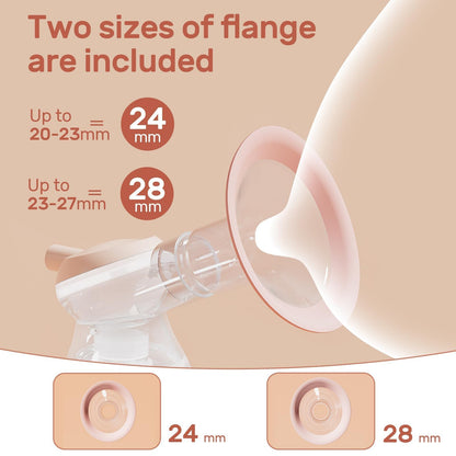 NCVI 8100 Double Electric Breast Pump Suitable for Large Nipples with 4 Modes|9 Levels, Anti-Backflow Milk Breastfeeding Pump with 24/28mm Silicone Flanges, Handheld Motor and LED Display, Ultra-Quiet