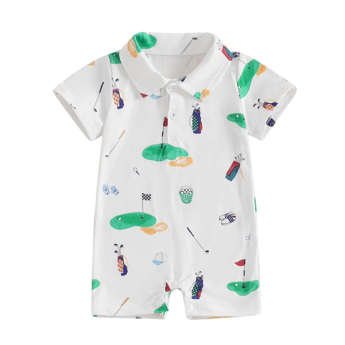 Baby Boy Rompers Half Button-up Jumpsuit Short Sleeve Bodysuit Summer Clothes