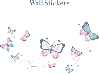 Butterfly Crib Bedding Set for Girls - 5 Pieces Including Baby Girl Blanket, 2 Crib Sheets, Crib Skirt, and Purple Butterfly Wall Sticker - White & Pink - Butterfly Nursery Decor