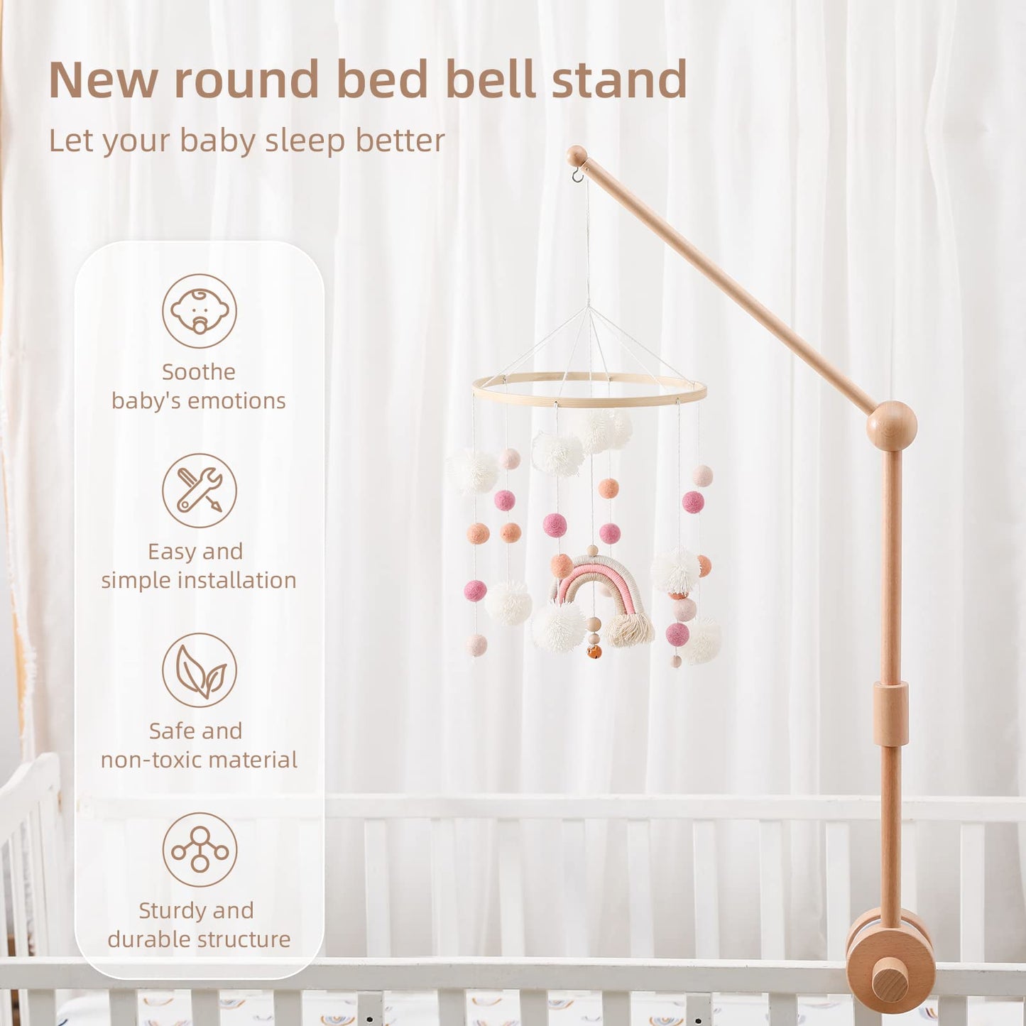Baby Crib Mobile for Boys Girls| Boho Nursery Mobile| Gender Neutral Hand-Crocheted Mobile| Ceiling Mobile - Stars, Clouds, Moon