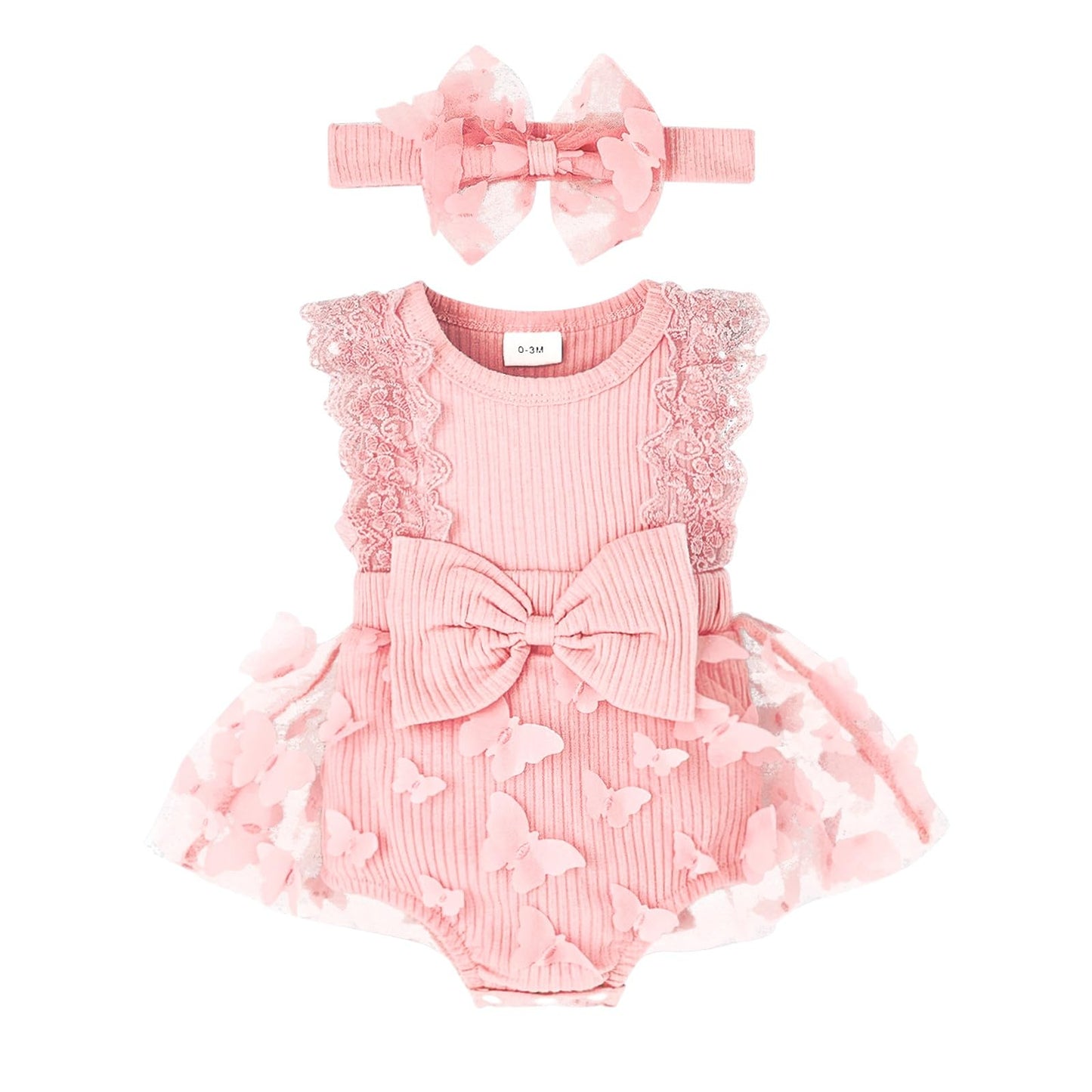 Baby Girl Summer Clothes Cute Newborn Girl Outfits Sleeveless Lace One Piece Romper + Headband 2pcs set 0-12 Months