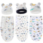 Baby Swaddle Sleep Sack with Hat Set for 0-3 months 3-Pack Soft Cotton Newborn Wearable Swaddle Wrap for Girls Boys