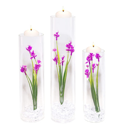 Artificial Phalaenopsis with Candles Diamond Lace Nearly Natural Orchid for Table Centerpiece Wedding Party Home Bar Restaurant Festival Decoration Pink Suit